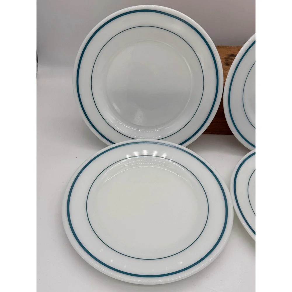 Anchor Hocking Fire King 350 Milk Glass Blue Bands Oval Plates 9